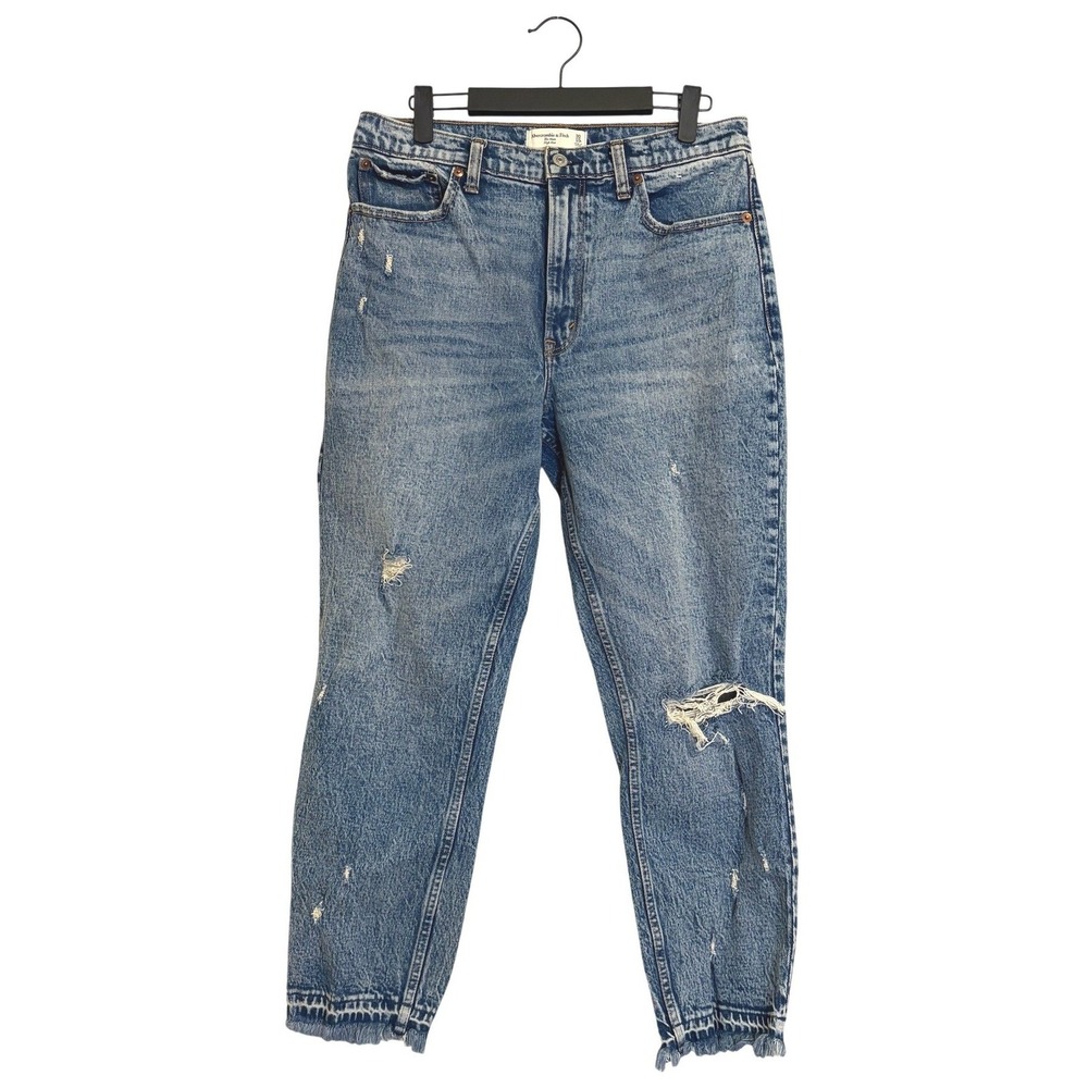 Abercrombie & Fitch The‎ Mom High Rise Distressed Jeans Blue Size 30/10R